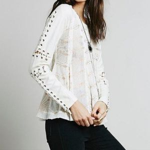 Free People New Romantics Lace-Up Sleeve Thermal Tunic